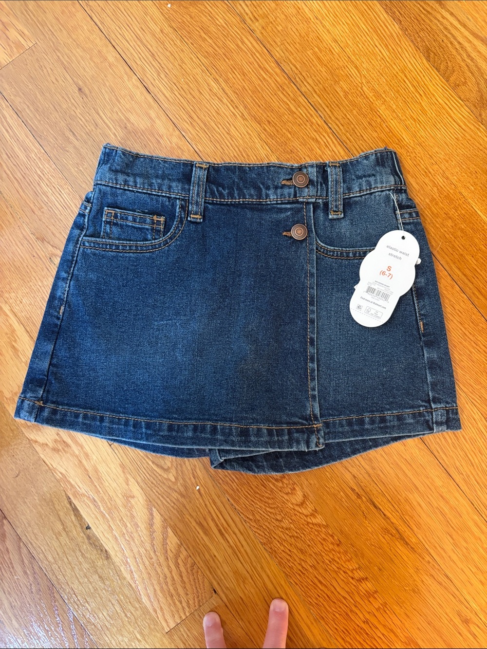 Girls Wonder Nation Dark Blue Denim Skort with Button Detail